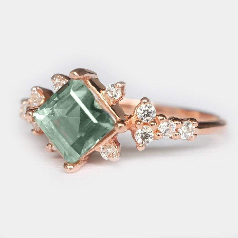 1.20 Carats 14k Solid Rose Gold Tourmaline Engagement Ring - SOVATS