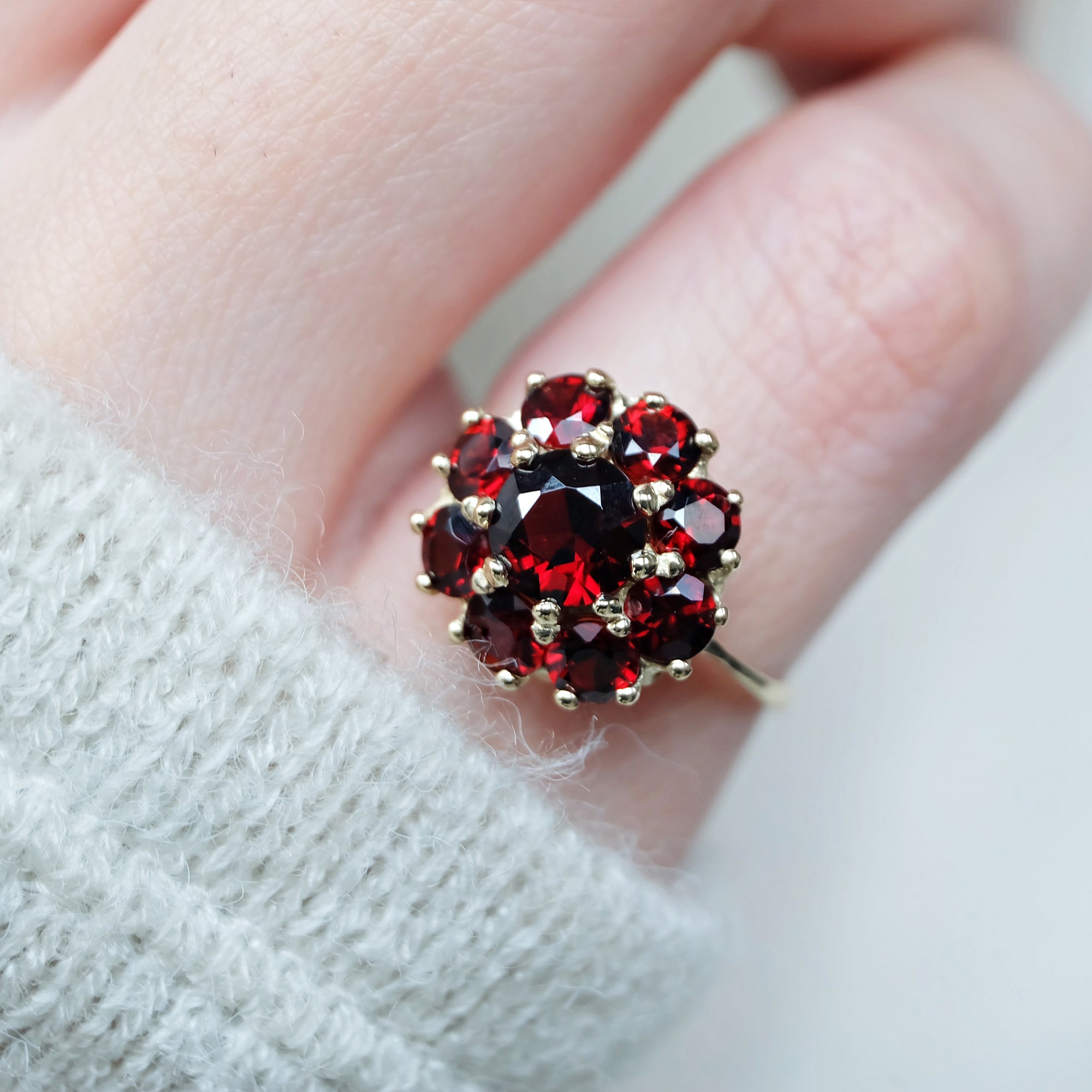 Garnet Cluster Ring Greta