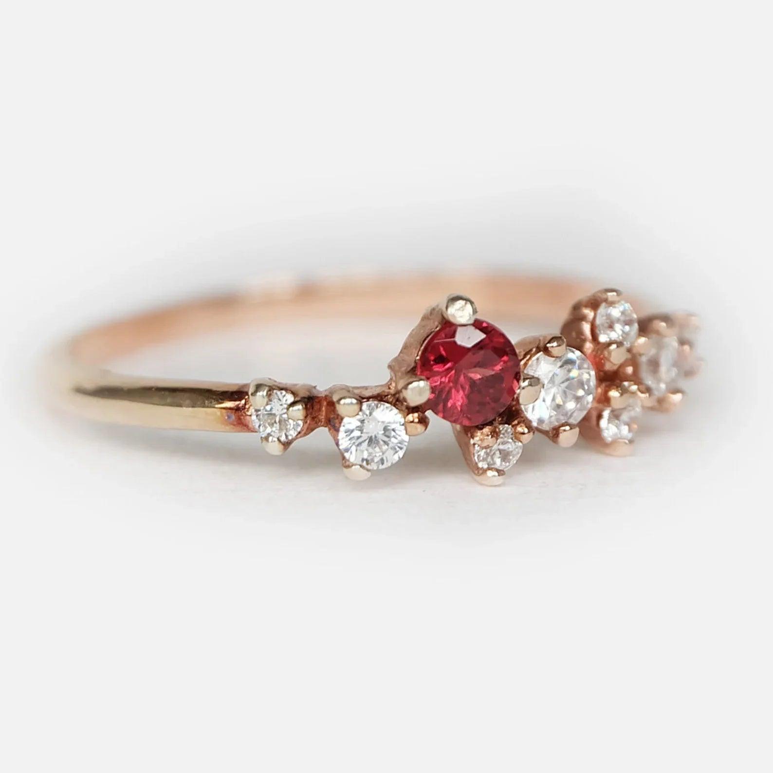 Rhodolite Diamond Ring Anya - SOVATS