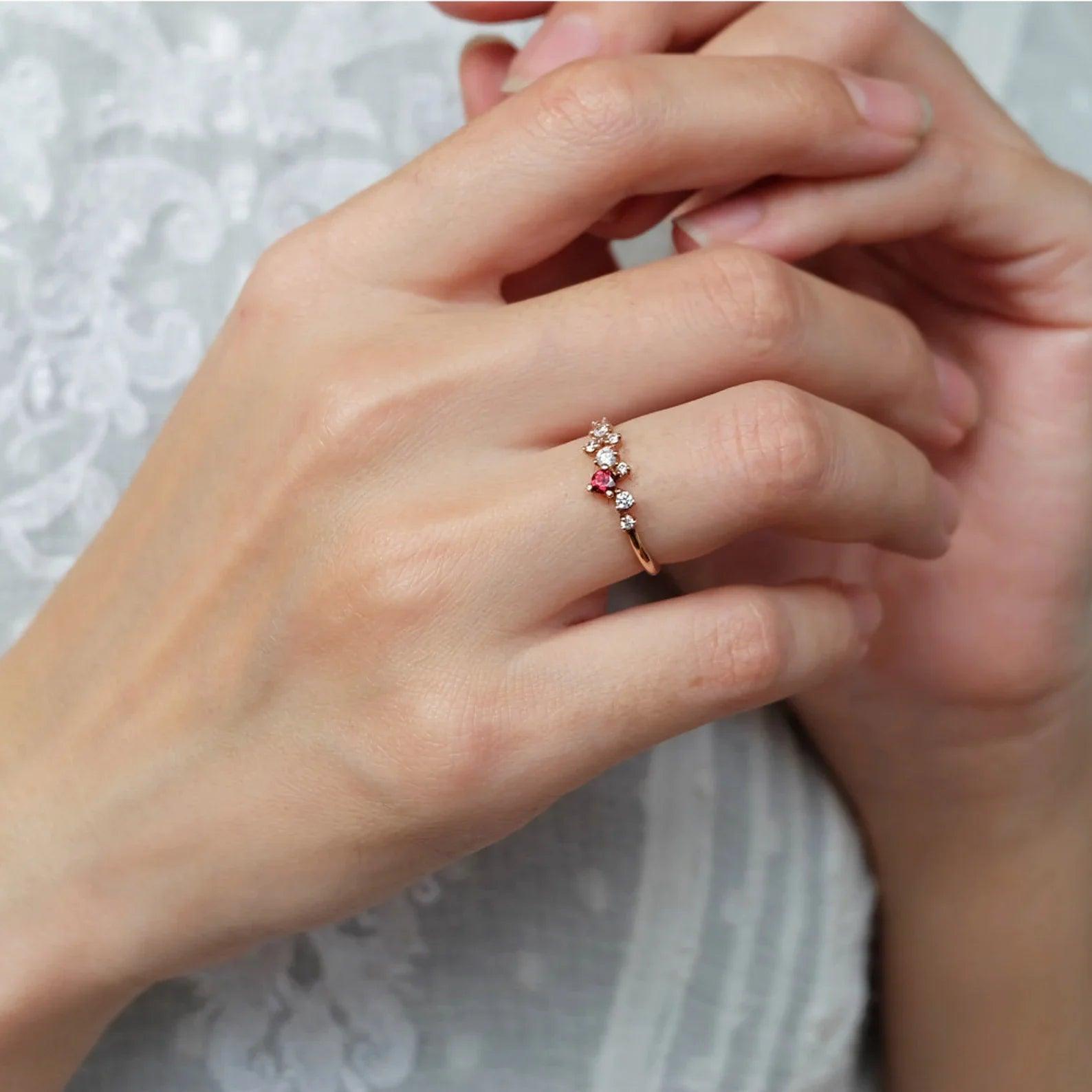 Rhodolite Diamond Ring Anya - SOVATS