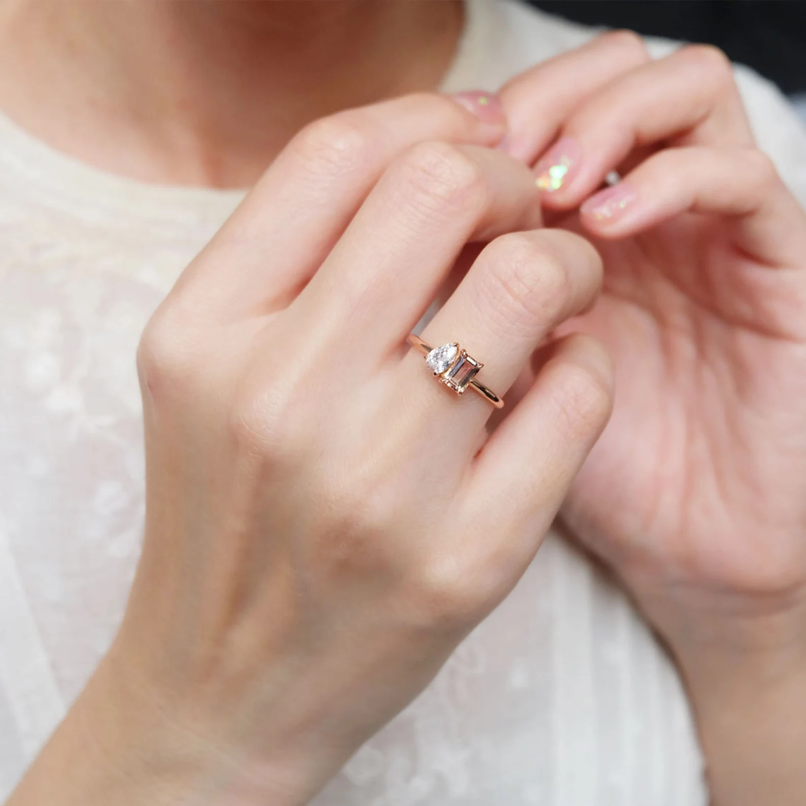 Toi et Moi Morganite Ring Marian