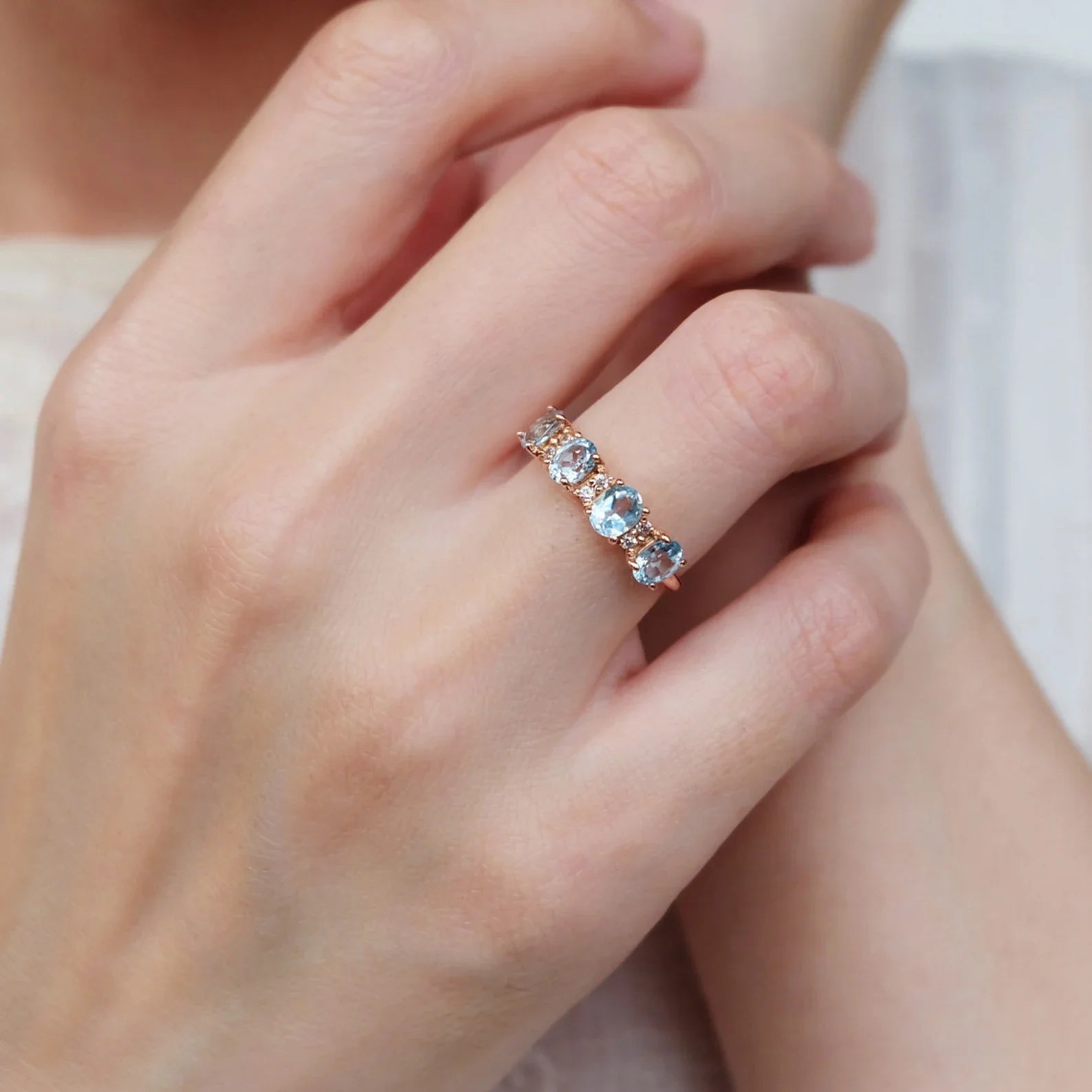 Aquamarine Diamond Ring Baran - SOVATS
