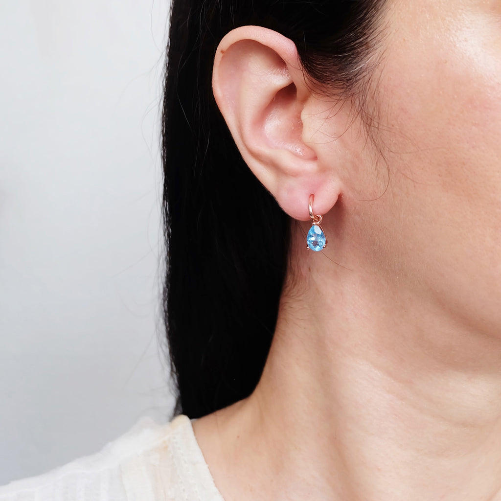 Blue Topaz Hoop Earrings Reshma - SOVATS