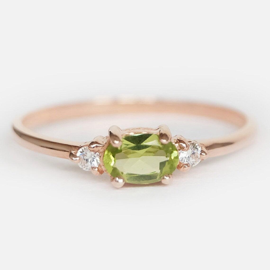 peridot ring with diamonds