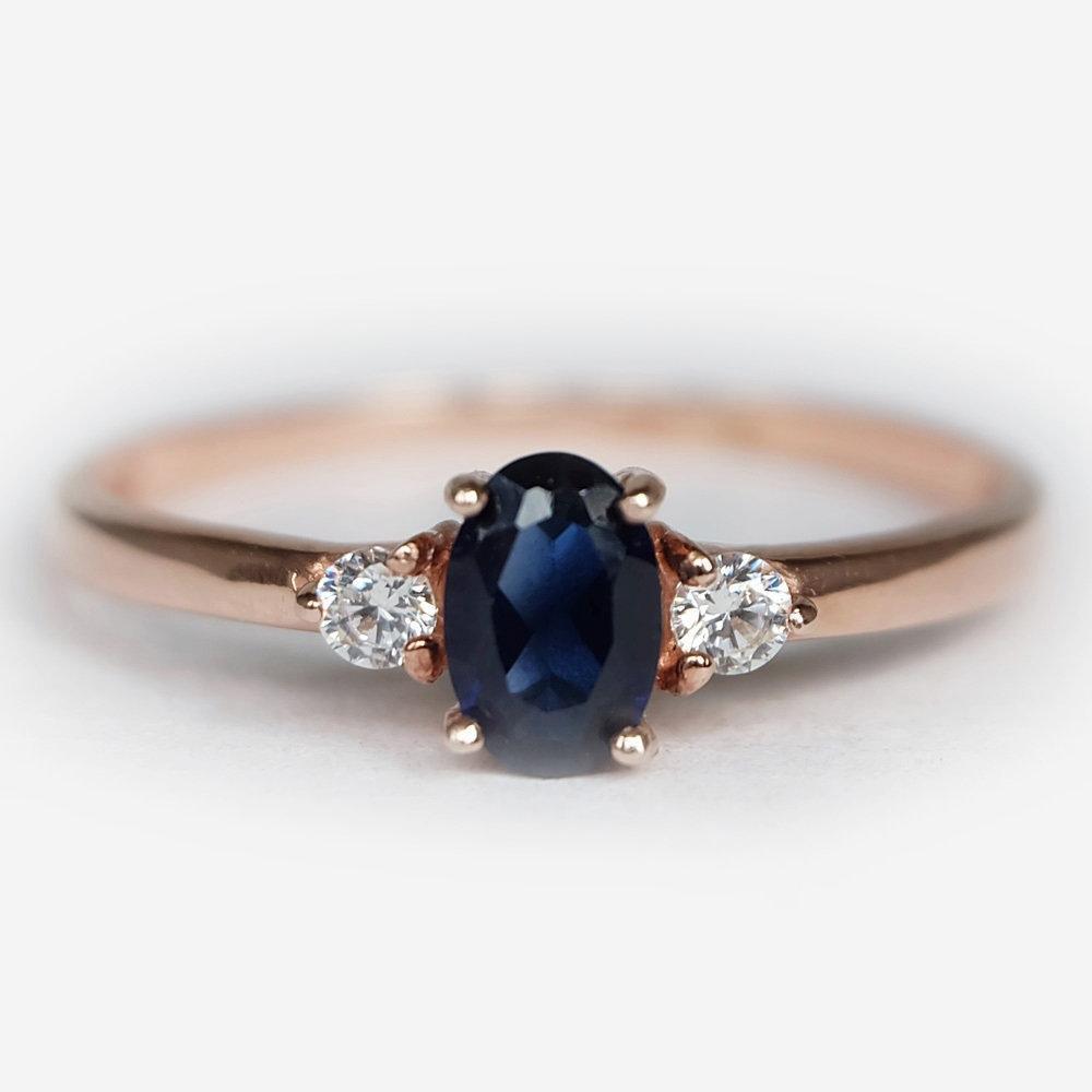 0.60 Carats 14k Solid Rose Gold Sapphire Engagement Ring - SOVATS