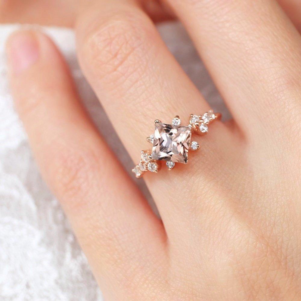 1.20 Carats 14k Solid Rose Gold Morganite Engagement Ring - SOVATS