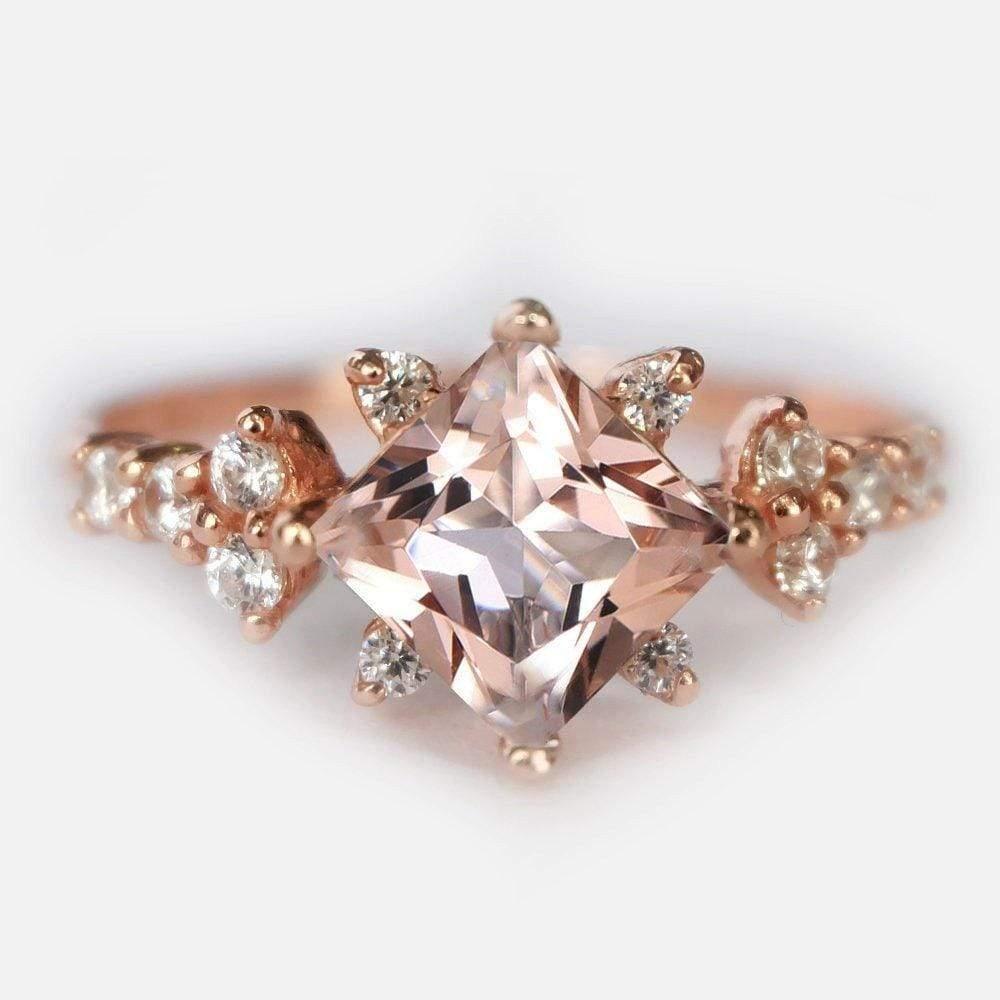 1.20 Carats 14k Solid Rose Gold Morganite Engagement Ring - SOVATS