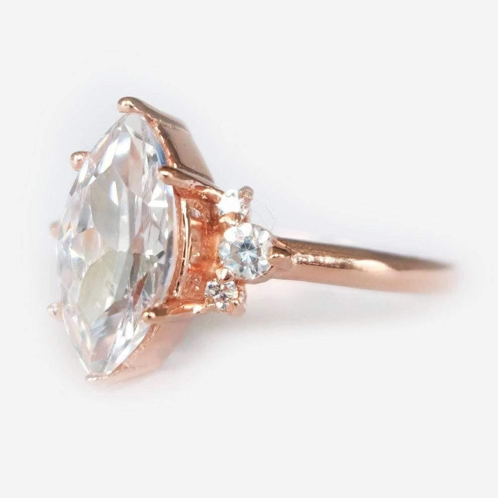 1.8 Carats 14k Solid Rose Gold White Topaz Engagement Ring - SOVATS